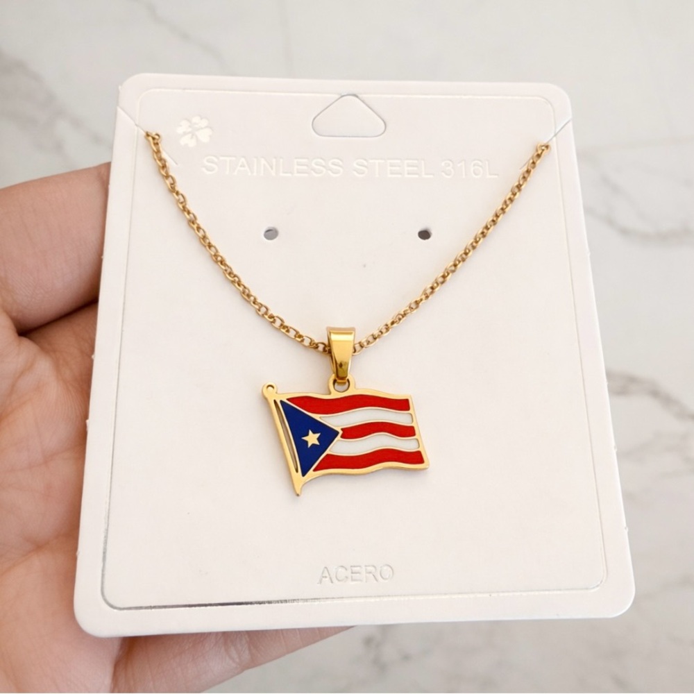 Puerto Rico (Puerto Rican) Flag Necklace New